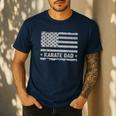 Karate Dad America US Flag Patriot Vintage Men's Casual T-Shirt Navy