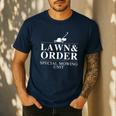 Lawn & Order Special Mowing Unit Dad Joke Men's Casual T-Shirt Navy Lawn & Order Special Mowing Unit Dad Joke Men's Casual T-Shirt Navy