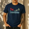 Lawn Mowing Lawnfather Dad Lawn Mower Gardening Men's Casual T-Shirt Navy