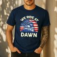 Lawn Mowing We Ride At Dawn Father Day Care Mower Dad Men's Casual T-Shirt Navy Lawn Mowing We Ride At Dawn Father Day Care Mower Dad Men's Casual T-Shirt Navy