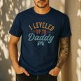 Leveled Up To Daddy Father To Be New Dad Men's Casual T-Shirt Navy