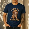 I Love My Cavapoo For Mom Dad Kids Men's Casual T-Shirt Navy