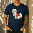 I Love Dad Tattoo Shih Tzu Dad Father's Day Men's Casual T-Shirt Navy