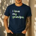 I Love My Grandpa Shirt For Boys Dad Papa Fathers Day Tee Men's Casual T-Shirt Navy