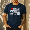 I Love Hot Dads With Beards And Tattoos I Heart Hot Dads Men's Casual T-Shirt Navy