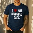 I Love Hot Divorced Dads Red Hearts Men's Casual T-Shirt Navy
