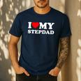 I Love My Step-Dad Heart Family Grandpa StepDad Bonus Dad Men's Casual T-Shirt Navy