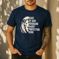 Man Of God Husband Daddy Protector Hero Lion Father's Day Men's Casual T-Shirt Navy