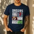 Marvel Father's Day Spider-Man Thor Hulk Dad Attributes Men's Casual T-Shirt Navy