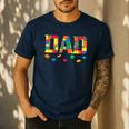 Master Builder Dad Birthday Boy Building Bricks Blocks Daddy Men's Casual T-Shirt Navy