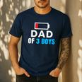 Matching Father's Day Low Battery Dad Of 3 Boys Men's Casual T-Shirt Navy