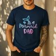 Mermaid Dad Merman Daddy Dad Family Matching Birthday Men's Casual T-Shirt Navy