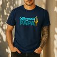 Mermaid Dad Mermaid Papa Grandpa Security Party Small Men's Casual T-Shirt Navy