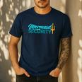 Mermaid Security Birthday Party Matching Dad Boys Men's Casual T-Shirt Navy Mermaid Security Birthday Party Matching Dad Boys Men's Casual T-Shirt Navy