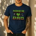Miner Dad Birthday Boy Party Video Gamer Pixel Men's Casual T-Shirt Navy