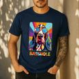 Mom & Dad Of a Basshole Basset Hound With Glasses -Adults Short Sleeve Men's Casual T-Shirt Navy