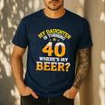 Mom Dad My Daughter Is Turning 40 Years Old Where's My Beer Men's Casual T-Shirt Navy