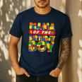 Mom And Dad Mama Birthday Boy Building Bricks Family Party Men's Casual T-Shirt Navy