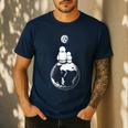 Moon And Astronaut Dad And Baby Space For Father's Day Men's Casual T-Shirt Navy