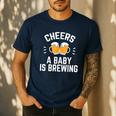 New Dad Baby Shower Cheers A Baby Is Brewing Men's Casual T-Shirt Navy New Dad Baby Shower Cheers A Baby Is Brewing Men's Casual T-Shirt Navy