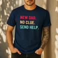 New Dad No Clue Send Help Vintage Men's Casual T-Shirt Navy