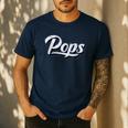New Grandpa For Dad Called Pops Men's Casual T-Shirt Navy