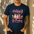 Norwegian Forest Cat Happy Meowentines Valentine Dad Mom Men's Casual T-Shirt Navy
