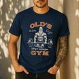 Old's Gym Logo Workout Dad Grandpa Weightlifting Old Men Gym Men's Casual T-Shirt Navy