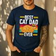 Orange Cat Best Cat Dad Ever Orange Tabby Cat Men's Casual T-Shirt Navy