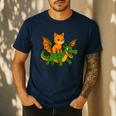 Orange Cat Dragon Riding Animal Lover Mom Dad Kids Men's Casual T-Shirt Navy Orange Cat Dragon Riding Animal Lover Mom Dad Kids Men's Casual T-Shirt Navy