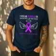 Pancreatic Cancer I Wear Purple In Memory Of My Dad Men's Casual T-Shirt Navy