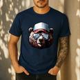 Papa Bear Face Cool Dad Style Retro Fathers Day Daddy Bear Men's Casual T-Shirt Navy
