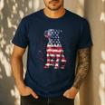 Patriotic Pitbull American Flag 4th Of July Dog Pitbull Dad Men's Casual T-Shirt Navy