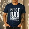 Pilot Dad Shirt Men Fathers Day Aviation Pilot Men's Casual T-Shirt Navy