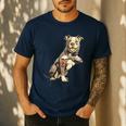 Pitbull I Love Dad Pit Bull Terrier Pettie Dog Owner Father Men's Casual T-Shirt Navy