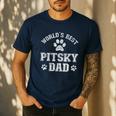 Pitsky Dog Dad World's Best Pitsky Daddy Men Women Girls Kids Men's Casual T-Shirt Navy