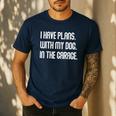 I Have Plans With My Dog In The Garage Dad Joke Handyman Men's Casual T-Shirt Navy
