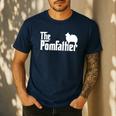 Pomeranian Father Dad The Pom Father Dog Lover Small Men's Casual T-Shirt Navy