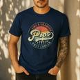 Pops Like a Grandpa Only Cooler Vintage Retro Pops Dad Men's Casual T-Shirt Navy