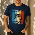Pregnancy Announcement Dad Level Unlocked New Daddy Father Men's Casual T-Shirt Navy