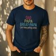 Promoted To Great Papa 2024 Fathers Day First Time Dad Men's Casual T-Shirt Navy
