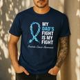 Prostate Cancer Awareness Light Blue Ribbon Dad Survivor Men's Casual T-Shirt Navy