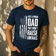 Proud Dad That Didn't Raise Liberals American Flag -ON BACK Women Men Men's Casual T-Shirt Navy Proud Dad That Didn't Raise Liberals American Flag -ON BACK Women Men Men's Casual T-Shirt Navy