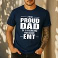 Proud Dad Of a Freaking Awesome EMT Emergency Medical Men's Casual T-Shirt Navy
