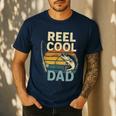 Reel Cool Dad Fathers Day Fishing Outdoors Men's Casual T-Shirt Navy Reel Cool Dad Fathers Day Fishing Outdoors Men's Casual T-Shirt Navy