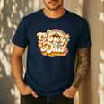 Retro Groovy Dad Family Birthday 60s 70s Hippie Costume Men's Casual T-Shirt Navy