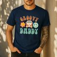Retro Groovy Daddy Matching Family Birthday Party Men's Casual T-Shirt Navy