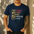 Retro Husband Father Hero Protector Legend Father Day Dad Men's Casual T-Shirt Navy Retro Husband Father Hero Protector Legend Father Day Dad Men's Casual T-Shirt Navy