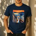 The Scream Cat Parody For Kitty Cat Lover Cat Mom Cat Dad Men's Casual T-Shirt Navy