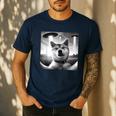 Shiba Inu Dog Dad Mom Graphic Selfie UFOs Weird Aliens Men's Casual T-Shirt Navy